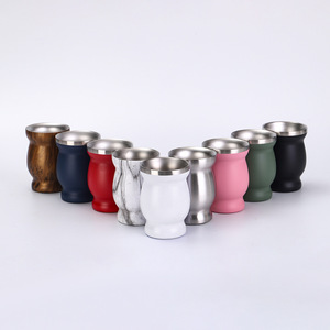 Tasse à <span class=keywords><strong>maté</strong></span> personnalisée 4oz 8oz en acier inoxydable à double paroi, isolée sous vide, motif grain de <span class=keywords><strong>bois</strong></span>, avec paille bombilla, cadeau - Product Image 4