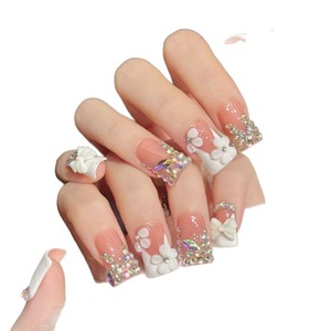 <span class=keywords><strong>Faux</strong></span> <span class=keywords><strong>ongles</strong></span> de luxe élégants faits à la main, 10 pièces, à presser, style French manucure, couvrance totale, forme bec de canard - Product Image 4
