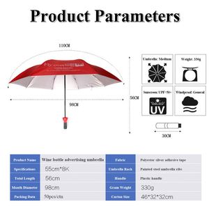 Promotional Gift Branded Wine Bottle Shape <b>Umbrella</b> Advertising <b>Windproof</b> Logo Print Luxury Promo Branded Diy <b>Umbrella</b> Custom - Product Image 5