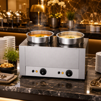 Bain-marie électrique double cuve CUCINA 7L+7L en acier inoxydable pour maintien au chaud des soupes, 30-110 ° Thermostat C pour la restauration
