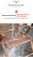 Fauteuil à bascule d'extérieur avec pédale, cadre en alliage d'aluminium anti-basculement, chaise longue en rotin pour balcon et jardin