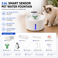 Fontaine à eau automatique portable moderne pour chat et chien en ABS blanc, batterie 4000 mAh, sans fil, capteur de mouvement intelligent, 2,6 L