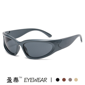 Lunettes de soleil Y2K pour femmes, monture argentée en PC, protection UV400, classe 2, lunettes de soleil de cyclisme, style punk, lunettes tendance - Product Image 4