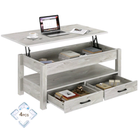 Combohome Table basse élévatrice en bois rustique en bois avec compartiment caché et étagère de rangement réglable