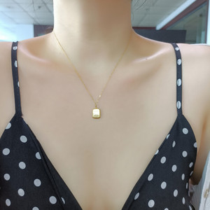 Collier en chocolat et sucre en cube pour femme, or 18 carats, design <span class=keywords><strong>de</strong></span> niche, chaîne simple, polyvalent, style Instagram hip-hop, <span class=keywords><strong>photo</strong></span> carrée - Product Image 2