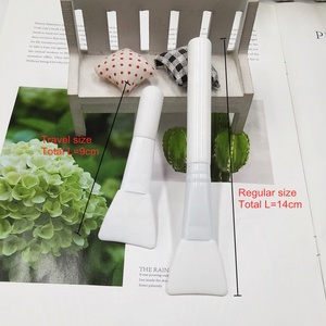 Özel etiket saf kısa küçük tüm beyaz silikon yüz yüz Spatula fırça çamur maskesi aplikatör silikon maske krem fırça - Product Image 3