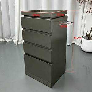 Carrito de Herramientas de Salón de Belleza Moderno de Alta Gama en Madera Negra, Carrito de Peluquería de Lujo de 4 Niveles con Cajones - Product Image 6