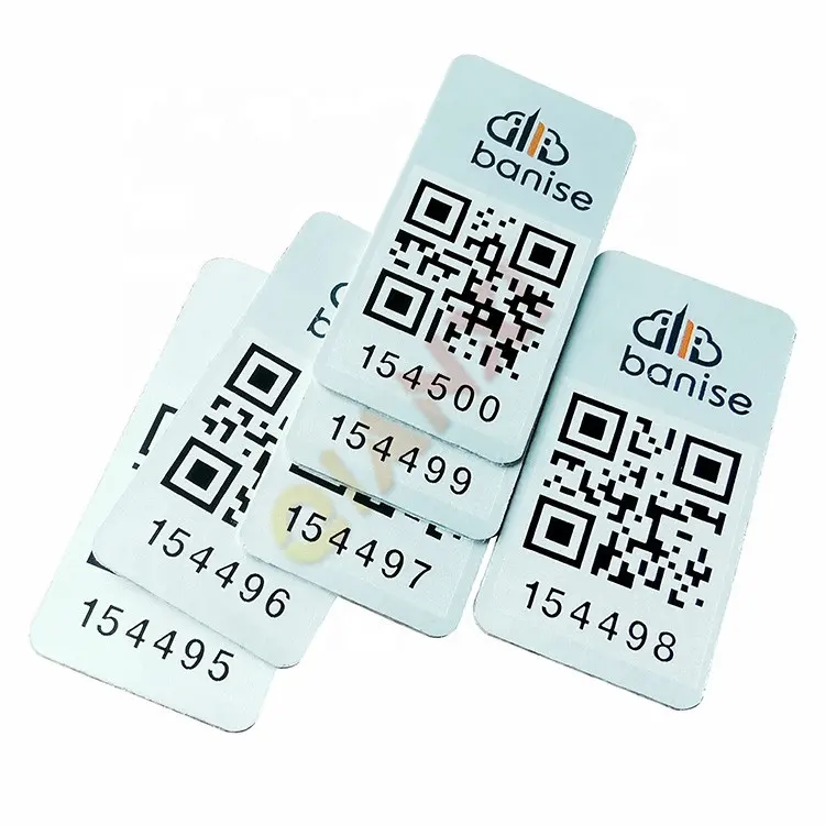 Laser Geëtste Metalen Qr Code Barcode Tags Geanodiseerd Aluminium Sticker Asset Labels Metalen Logo Platen