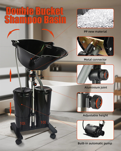 BeautyCool Hair Barber Salon Meubles Lavabo Chaises Portable Shampooing Bol Noir - Product Image 3