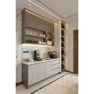 Conception de cuisine modulaire moderne avec des armoires élégantes en bois massif MDF et chêne, éclairage doux et finition haut de gamme pour des maisons élégantes - Product Image 5