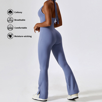 Service personnalisé Gym Fitness Ensembles Sans manches Dos nu Sling Brassière Body Workout Yogasuits Fitness Jumpsuit pour les femmes