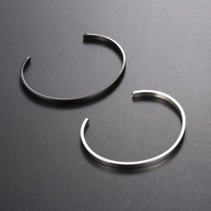 Cuff Bracelet <b>Black</b> <b>Titanium</b> Steel C Shaped Open Unisex Jewelry CZ045 - Product Image 4