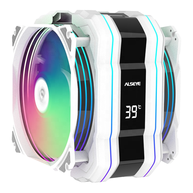 For ALSEYE M120D Plus Dual Fans CPU Cooler White with Digital Temperature Display for Gaming PC Case