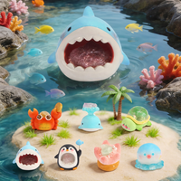 Figurine Mignonne Requin Crabe Boîte Mystère Little Bean Thème Océan Cristal Résine Décoration de Bureau Jouet de Collection Cadeaux