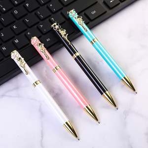 Bolígrafo de Metal con Diseño Creativo de Flor de Cerezo Rosa, Perla y Rosa Melocotón, Tinta Negra de 0.5mm, para Oficina y Escuela - Product Image 3