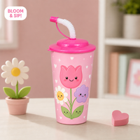 Gobelet portable en plastique OEM 500 ml avec couvercle et paille, sans BPA, réutilisable, écologique, pour usage extérieur – Meilleures ventes