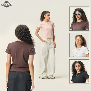 Camiseta Corta <span class=keywords><strong>de</strong></span> Alta Calidad <span class=keywords><strong>para</strong></span> <span class=keywords><strong>Mujer</strong></span>, Color Sólido, Personalizable, 260g, Corte Ajustado, con Logotipo Personalizado - Product Image 1