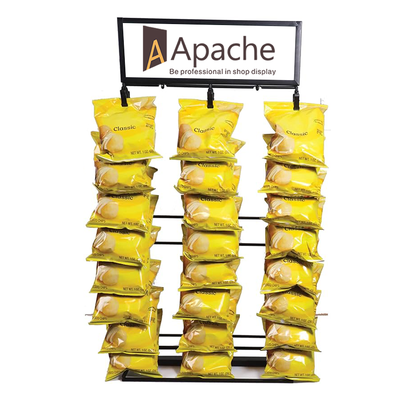 Apache Customized Metal Light Duty Supermarket Rack Potato Chips Display Modern Design Powder Coated Floor Standing Custom Color — view 1