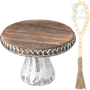 Support de présentation de gâteaux de mariage en bois perlé de luxe pour cuisine et fêtes, également utilisable comme plateau de rangement et présentoir - Product Image 2