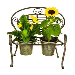 Outdoor Indoor Folding Metal flower pot stand <span class=keywords><strong>2</strong></span> Pot antique color Metal Garden plant Pot holder - Product Image 1