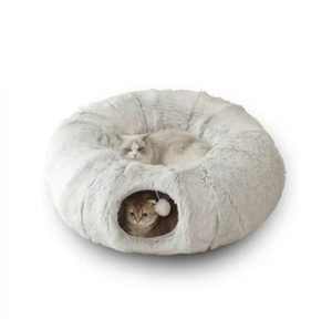 All-in-One Donut Bed for <strong>Hamsters</strong>/Cats/Dogs - Plush Warm Tunnel with <strong>Hanging</strong> Toys, Washable Indoor Pet House - Product Image 4