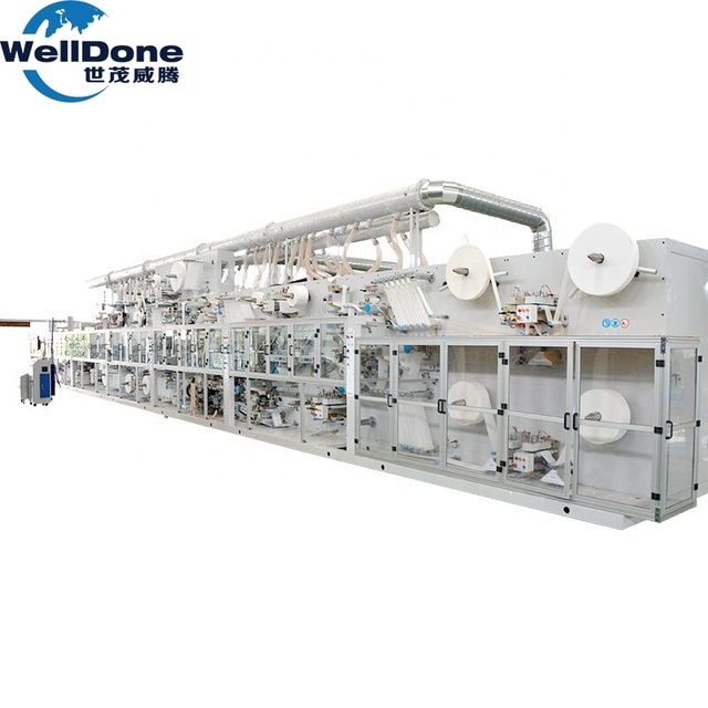 High Effciency Full Servo Production Line for Ladies Sanitary Pads with Sanitary Napkin Vending Machine in Malaysia