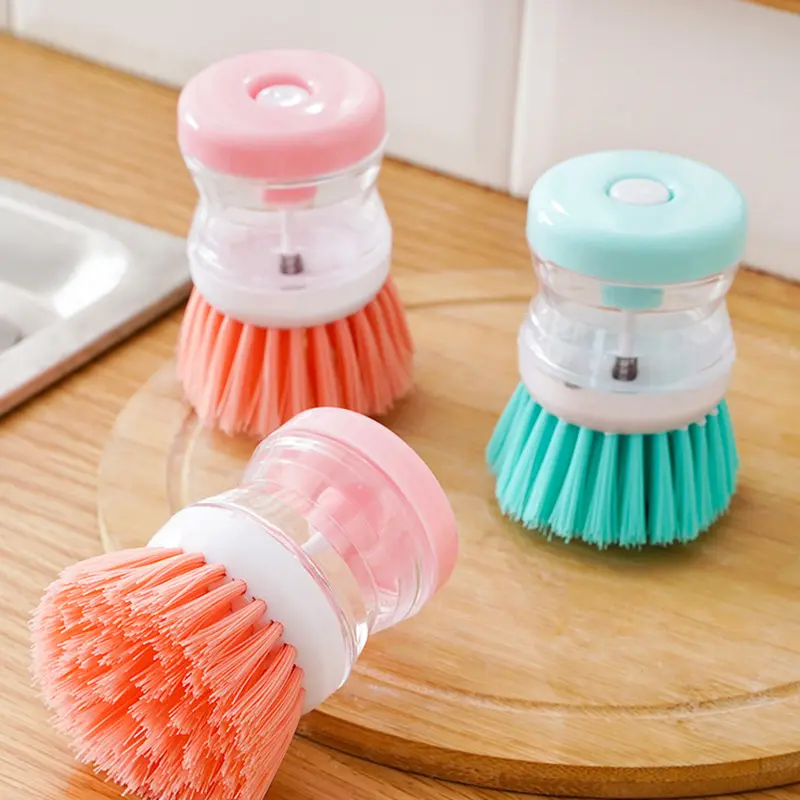 I-0069 Fabriek Lage Prijs Huishoudelijke Keuken Gereedschap Plastic Vloeibare Zeep Dispenser Pot Reinigingsborstel