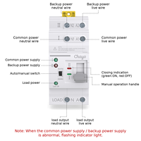 Commutateur de transfert automatique 2P 63A ATS 110V 220V AC, double alimentation, type PC, avec boîtier blanc, montage sur rail DIN, Chayo