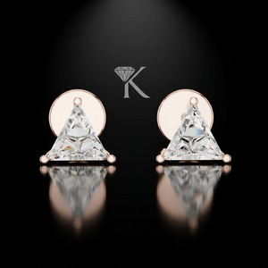ต่างหูเพชรทรงทริลเลียนคัท ผลิตในห้องปฏิบัติการ ตัวเรือนทองคำแท้ 14K ชุบเงิน ประดับด้วยการฝังแบบ 3 ขา พร้อมตัวล็อกแบบเกลียว ดีไซน์หรูหรา - Product Image 3
