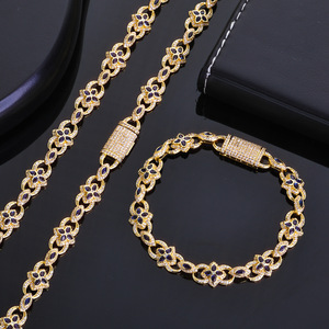 Hip Hop Full Four Leaf <b>Clover</b> <b>Bracelet</b> Jewelry Colored Jewel Eye 8 Chain Accessories Tanjing - Product Image 3