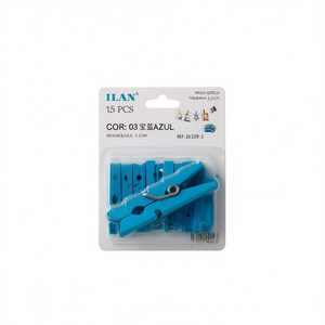 Ilan Mollette in Legno 3,5 Cm Blu 15 Pezzi per Asciugare Indumenti - Product Image 2