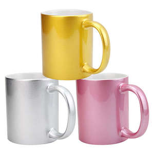 Silver Coated Ceramic <b>Mug</b> 350ml Sublimation Ready For Business Gifts - Product Image 4