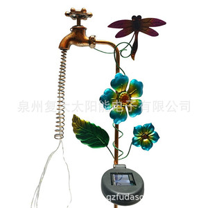 Lampes solaires de jardin, robinet d'eau, lampe décorative extérieure en fer forgé avec panneau solaire et batterie incluses - Product Image 2
