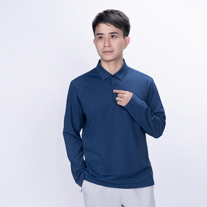 เสื้อโปโลผู้ชายลำลองแบบเรียบ แห้งเร็ว ไซส์ใหญ่ รับสกรีนโลโก้ ซิปครึ่งตัว แขนยาว มีรูสอดนิ้วโป้ง ผ้าถัก เหมาะสำหรับออกกำลังกาย - Product Image 3