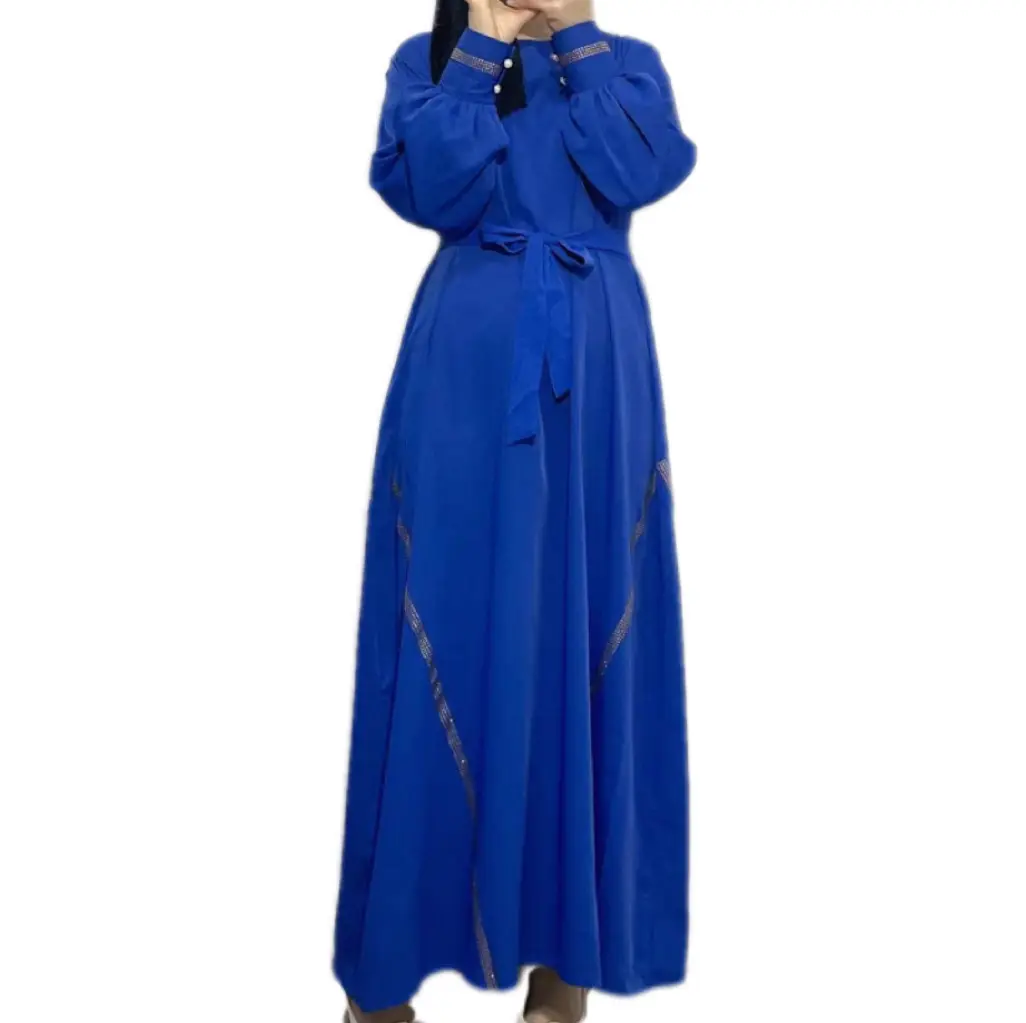 Müslüman elbise Kaftan Robe tunik kadınlar Polyester Dubai yetişkinler destek lüks Abaya uzun kollu Maxi elbise Nida Abaya 1 parça 1 torba