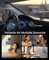 Soporte Magnético para Teléfono de Coche con Ventosa de Vacío 360 °   Soporte giratorio plegable para teléfono, para parabrisas, salpicadero, escritorio, baño, cocina