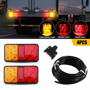 Ensemble de feux arrière LED 12V, lentille rouge ambre, compatible universellement avec les remorques, les camions, les UTEs, les 4x4, les caravanes - Product Image 3