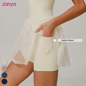 Janya Mujer Custom Pickleball Wear Golf Tenis Yoga Faldas 2 en 1 Falda de malla Pantalones cortos incorporados Vestido deportivo Atlético ecológico - Product Image 3