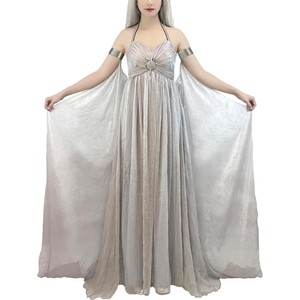 Disfraz de <span class=keywords><strong>Reina</strong></span> <span class=keywords><strong>medieval</strong></span> para mujer, vestido de tren largo gris, disfraces de juego de Daenerys Targaryen para Halloween - Product Image 1