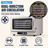 Four à convection à air chaud commercial 120L EC04-120 5 niveaux 60x40 plateaux double circulation humidification par pulvérisation 4KW
