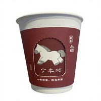 Gobelet en papier à double paroi avec fenêtre rotative, taille personnalisable de 4 oz à 24 oz, logo personnalisé OEM, gobelet à café jetable