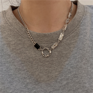 Kalung rantai Sweater untuk pria dan wanita, Kalung rantai zirkon Pasangan Hip Hop Punk, perhiasan sederhana bahan baja tahan karat trendi untuk pasangan wanita dan pria - Product Image 5