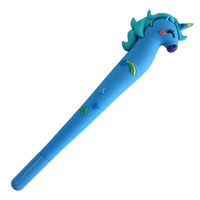 O & Q alta calidad Dreamy Unicorn Hard Silicone Macaron Color Holder Stylo Gel Ink para niños Blue Glitter 0,5mm regalo perfecto