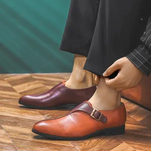 고급 신발 복고풍 패션 트렌드 컬러 가죽 신발 남성용 조합 뾰족한 플러스 사이즈 패션 슬립 온 웨딩 신랑 신발