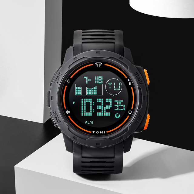 TOMI T222 Hot Sale Electronic Wristwatch Round Dial Design Plastic Case PU Strap Clock Water Resistant Fashion Sport Watch