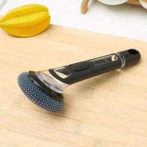 Portable Kitchen <b>Brush</b> Long Handle Liquid Dishes <b>Brush</b> Replaceable Head No Dirty Hands Cleans Kitchen Utensils Cutlery Sinks - Product Image 2
