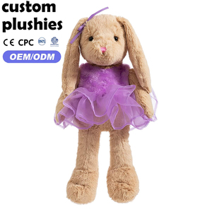 Peluche Coniglietto Personalizzato, Morbido Giocattolo Imbottito con Gonna Viola, Regalo di Compleanno <span class=keywords><strong>per</strong></span> Ragazze - Product Image 1