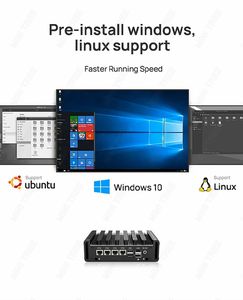 Máy tính mini công nghiệp không quạt Celeron J6412, hai cổng RS232, RS485 COM, DP, HD, hỗ trợ Windows, Linux, 4 cổng Ethernet 2.5G, PfSense, tường lửa AI, hệ thống mini - Product Image 6