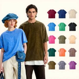 <span class=keywords><strong>T</strong></span>-Shirt in Cotone Lavorato a Maglia con Lavaggio Acido Personalizzato, Oversize, Stampa Digitale, Ricamo, Design Streetwear <span class=keywords><strong>HipHop</strong></span>, 100% Cotone - Product Image 1