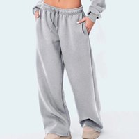Pantalon de jogging pour femme à broderie personnalisée, taille mi-haute, coupe droite, coupe ample, avec poches latérales, confortable, décontracté, sportif, en polyester, pour l'automne